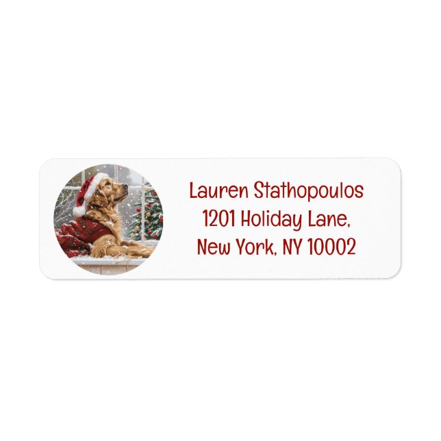Christmas Golden Retriever Santa Dog Label (Front)