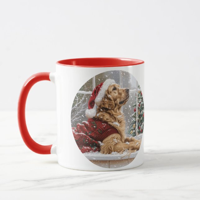 Christmas Golden Retriever Santa Dog Mug (Left)