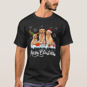 Christmas Golden Retriever Santa Light Reindeer Do T-Shirt