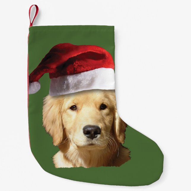 Christmas Golden Retriever Small Christmas Stocking (Front)