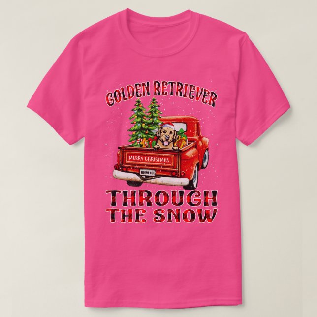 Christmas Golden Retriever Through The Snow Dog Sa T-Shirt (Design Front)
