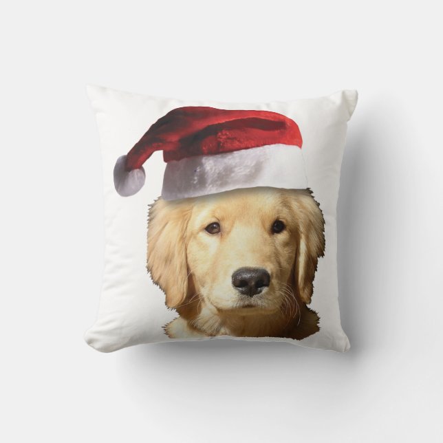 Christmas Golden Retriever Throw Pillow (Front)