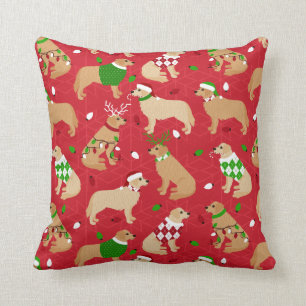 Christmas Golden Retriever Throw Pillow