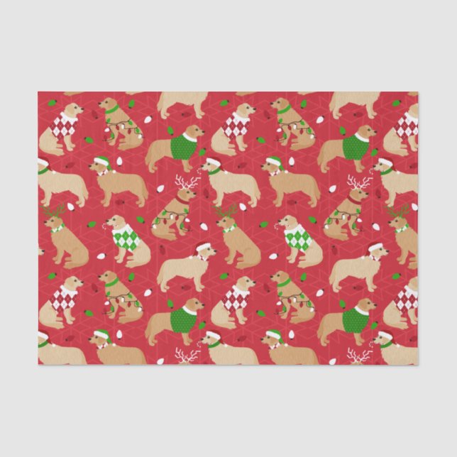 Christmas Golden Retriever Tissue Paper (Front)