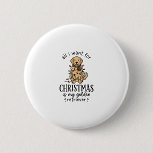 Christmas Golden Retriever Wish List Design Button