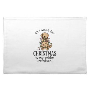 Christmas Golden Retriever Wish List Design Cloth Placemat