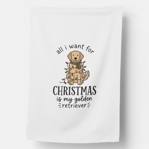 Christmas Golden Retriever Wish List Design House Flag