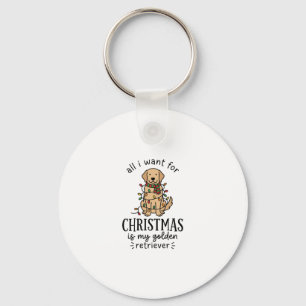 Christmas Golden Retriever Wish List Design Keychain