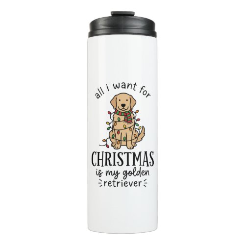 Christmas Golden Retriever Wish List Design Thermal Tumbler