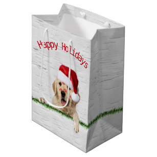 Golden Retriever Puppy Christmas Gift Bag With Tag Glitter 16” X