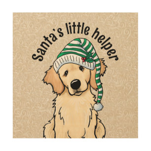 Christmas Golden Retriever Wood Wall Art