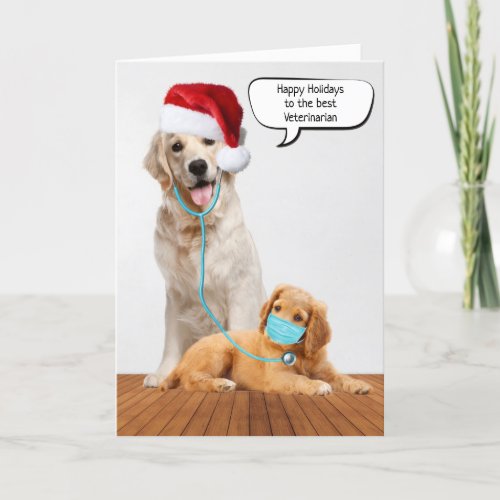 Christmas Golden Retrievers for Veterinarian Card