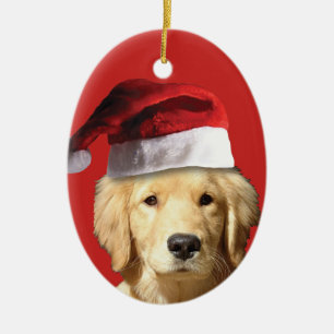 Christmas Golden Retriver Ceramic Ornament