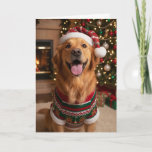 Christmas Golden Retriver Dog Custom Holiday Card