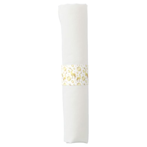 Christmas Golden Snowflakes and Reindeers Napkin Bands