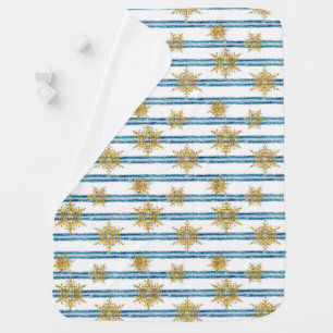 Christmas, Golden, snowflakes, holiday, new year, Baby Blanket