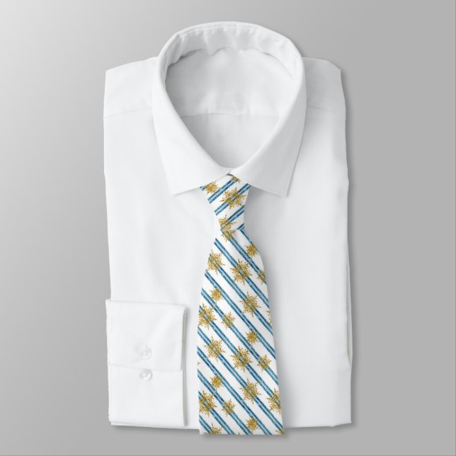 Christmas, Golden, snowflakes, holiday, new year, Neck Tie (Tied)