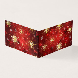 Christmas Golden Snowflakes on Red Background