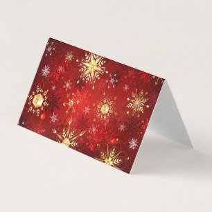 Christmas Golden Snowflakes on Red Background