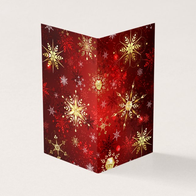 Christmas Golden Snowflakes on Red Background (Outside)