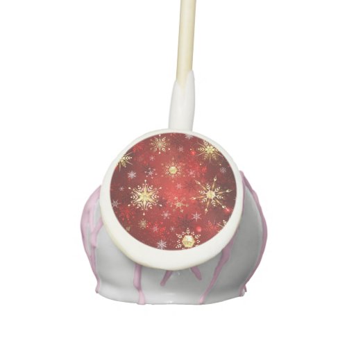 Christmas Golden Snowflakes on Red Background Cake Pops
