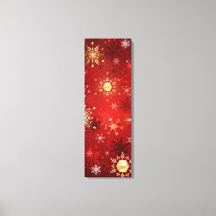 Christmas Golden Snowflakes on Red Background Canvas Print