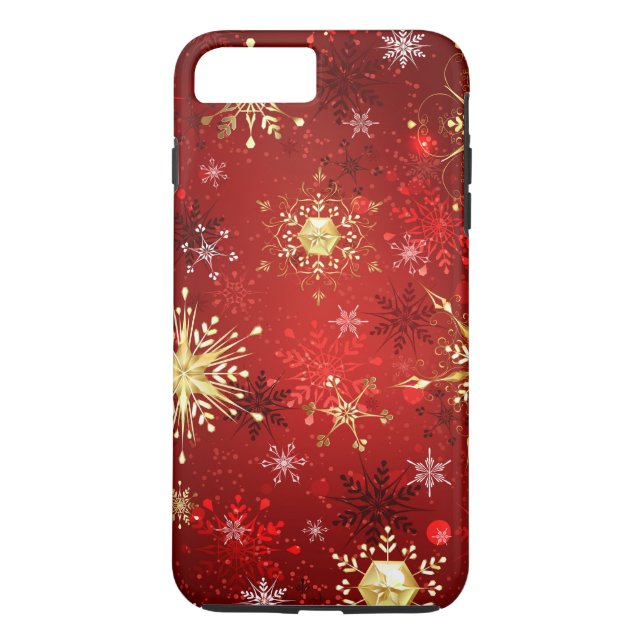 Christmas Golden Snowflakes on Red Background Case-Mate iPhone Case (Back)