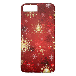 Christmas Golden Snowflakes on Red Background iPhone 8 Plus/7 Plus Case
