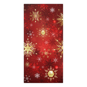 Christmas Golden Snowflakes on Red Background Door Sign