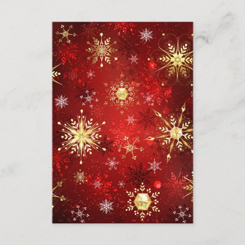 Christmas Golden Snowflakes on Red Background Enclosure Card