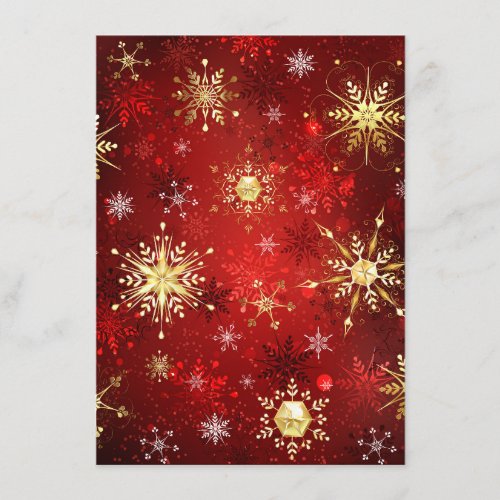 Christmas Golden Snowflakes on Red Background Enclosure Card