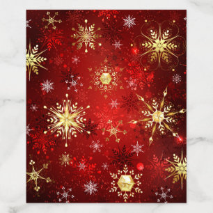 Christmas Golden Snowflakes on Red Background Envelope Liner