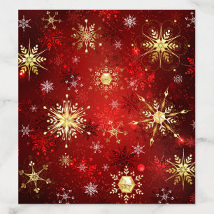 Christmas Golden Snowflakes on Red Background Envelope Liner