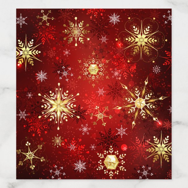 Christmas Golden Snowflakes on Red Background Envelope Liner (Design)