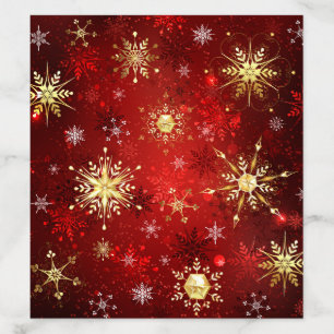 Christmas Golden Snowflakes on Red Background Envelope Liner