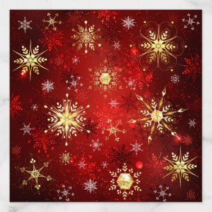 Christmas Golden Snowflakes on Red Background Envelope Liner