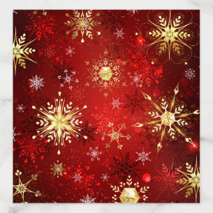 Christmas Golden Snowflakes on Red Background Envelope Liner