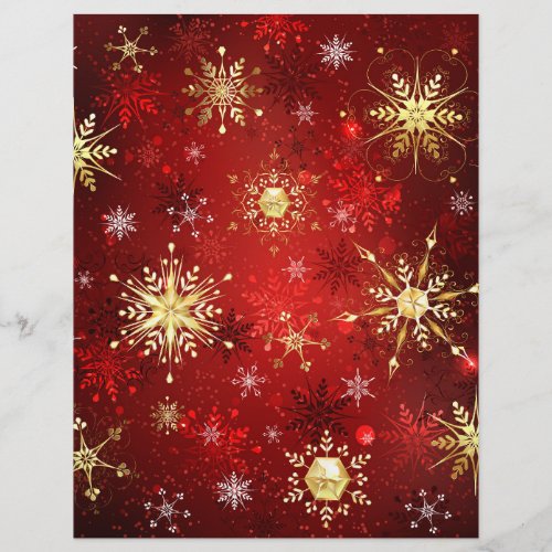 Christmas Golden Snowflakes on Red Background Flyer