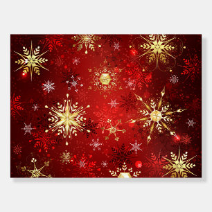 Christmas Golden Snowflakes on Red Background Foam Board