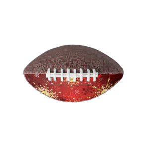 Christmas Golden Snowflakes on Red Background Football