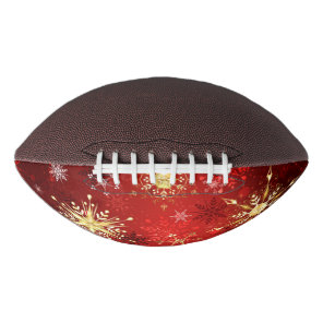 Christmas Golden Snowflakes on Red Background Football