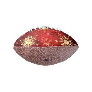 Christmas Golden Snowflakes on Red Background Football