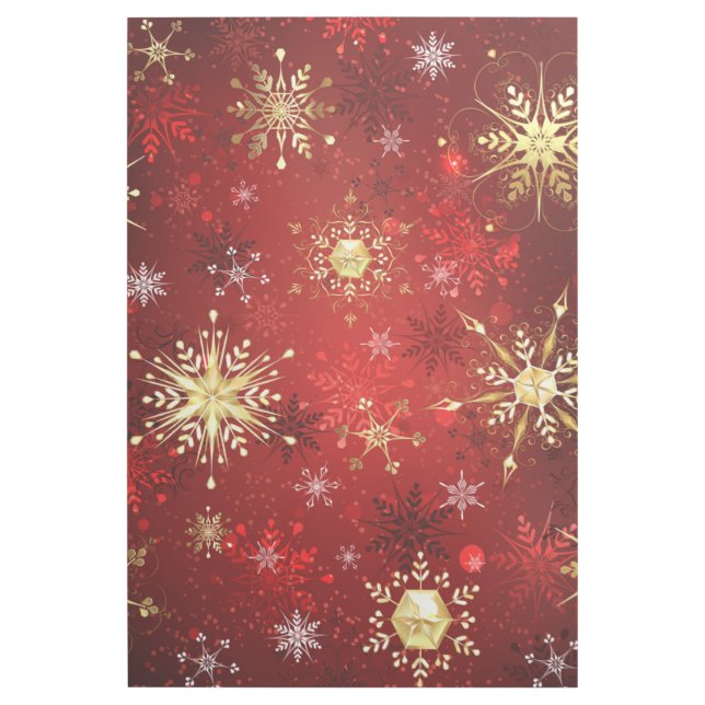 Christmas Golden Snowflakes on Red Background Gallery Wrap (Front)
