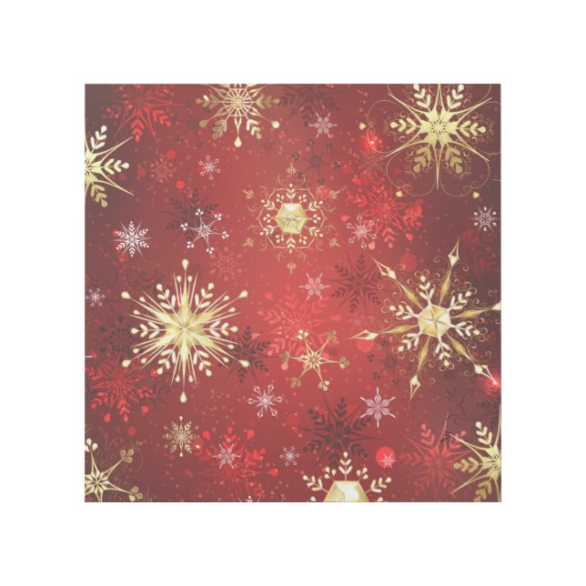 Christmas Golden Snowflakes on Red Background Gallery Wrap (Front)