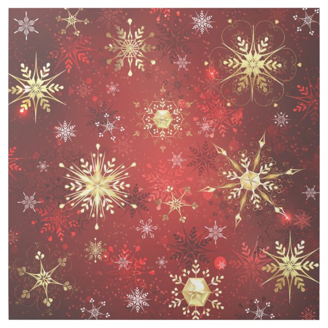 Christmas Golden Snowflakes on Red Background Gallery Wrap (Front)