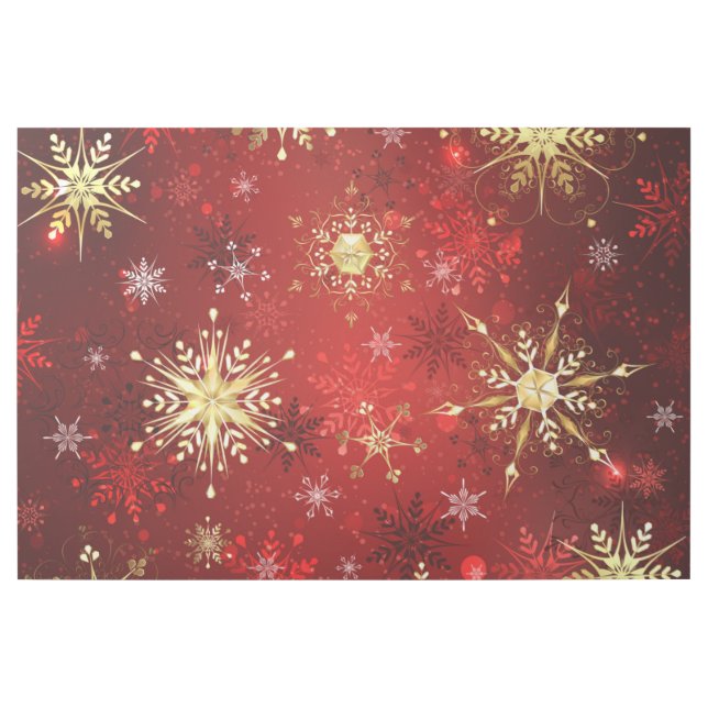 Christmas Golden Snowflakes on Red Background Gallery Wrap (Front)