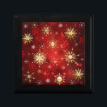 Christmas Golden Snowflakes on Red Background Gift Box<br><div class="desc">Red Christmas background with gold and white jewelry snowflakes. Golden snowflakes.</div>