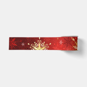 Christmas Golden Snowflakes on Red Background Grosgrain Ribbon