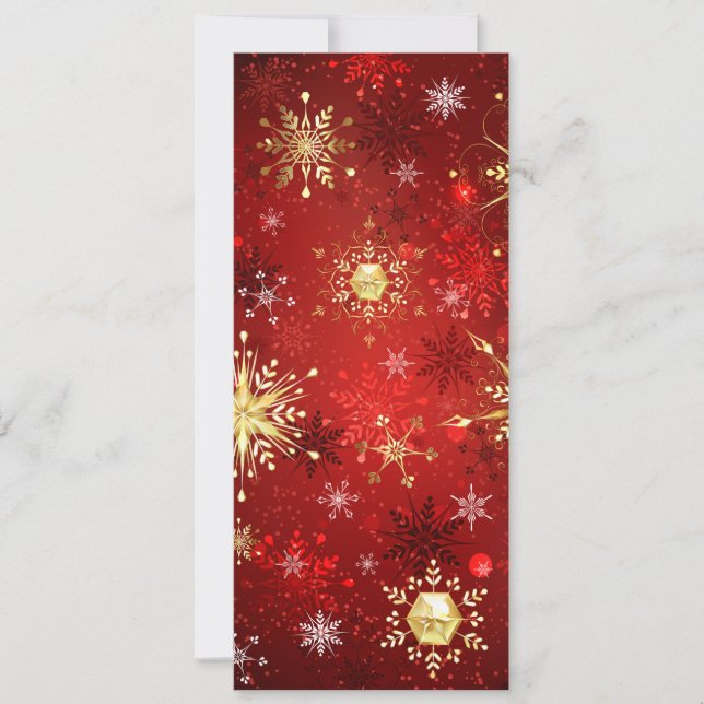 Christmas Golden Snowflakes on Red Background Invitation (Front)