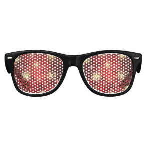 Christmas Golden Snowflakes on Red Background Kids Sunglasses